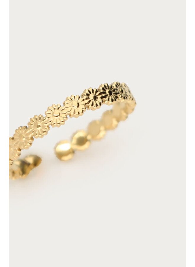 Botanical Ring met Bloemen Goud