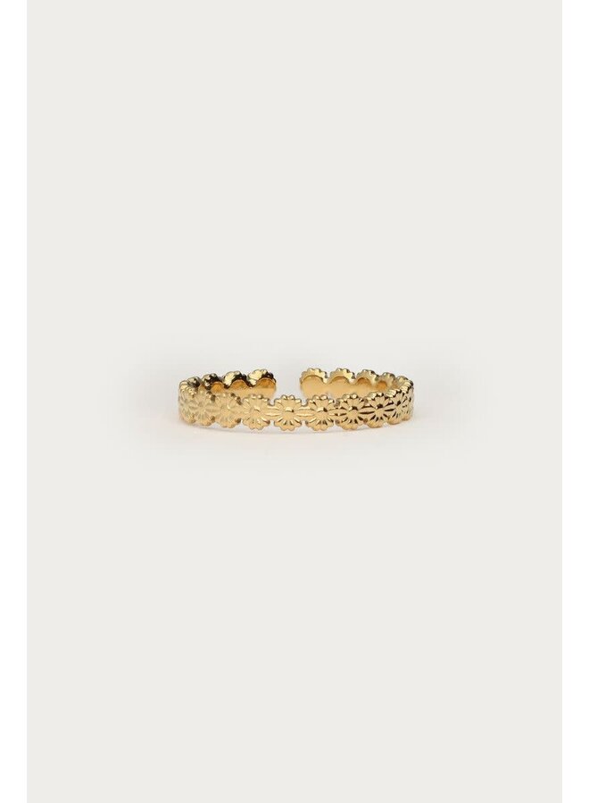 Botanical Ring met Bloemen Goud