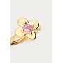 Botanical Ring met Bloem en Roze Strass Steen Goud