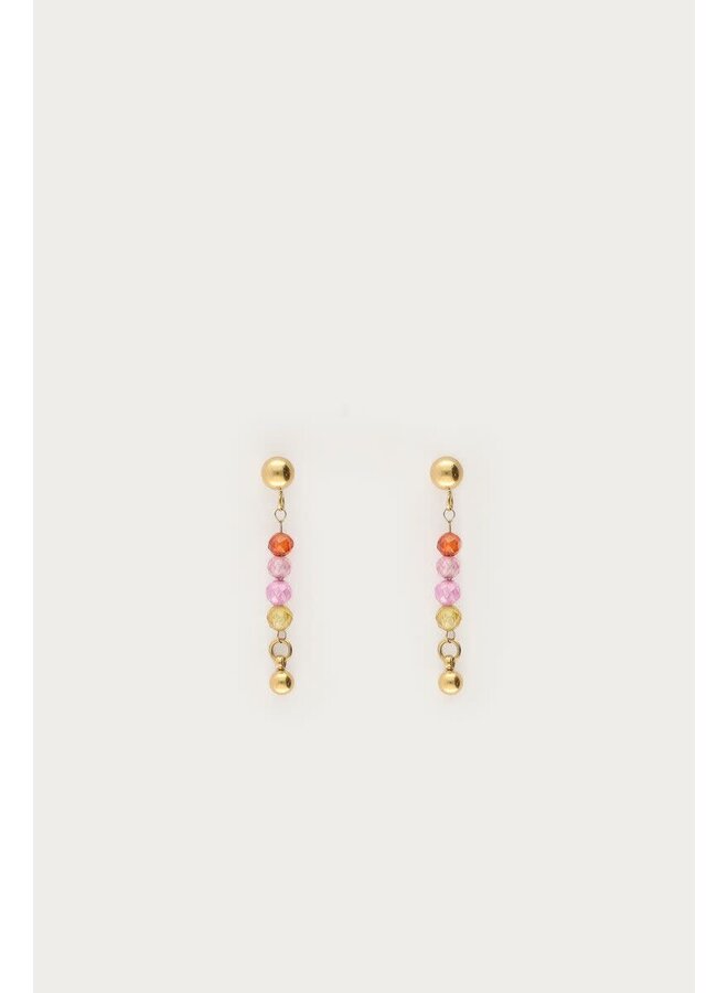 Botanical Stud met Mini Multikleur Kralen Goud