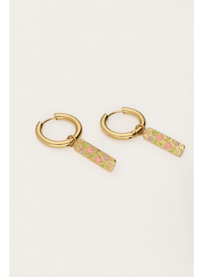 Botanical Oorringen met Bloemen Bedel Goud