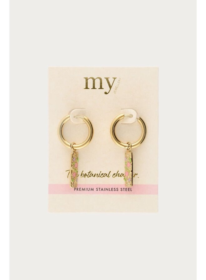 Botanical Oorringen met Bloemen Bedel Goud