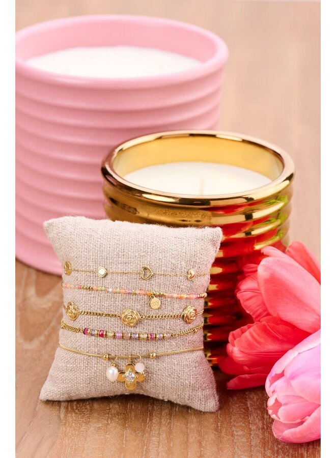 Botanical Armband met Mini Multikleur Kralen Goud