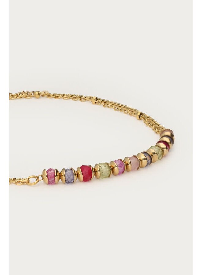 Botanical Armband met Mini Multikleur Kralen Goud
