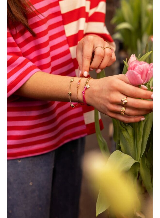Botanical Armband met Vier Multikleur Kralen Goud