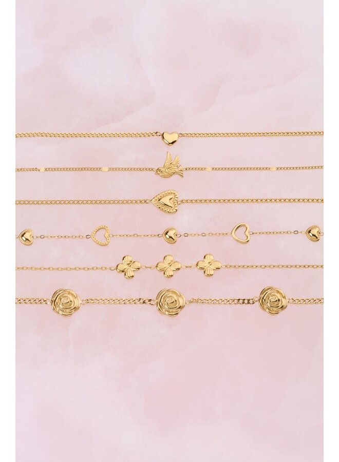 Botanical Armband met Fijn Hartje Goud