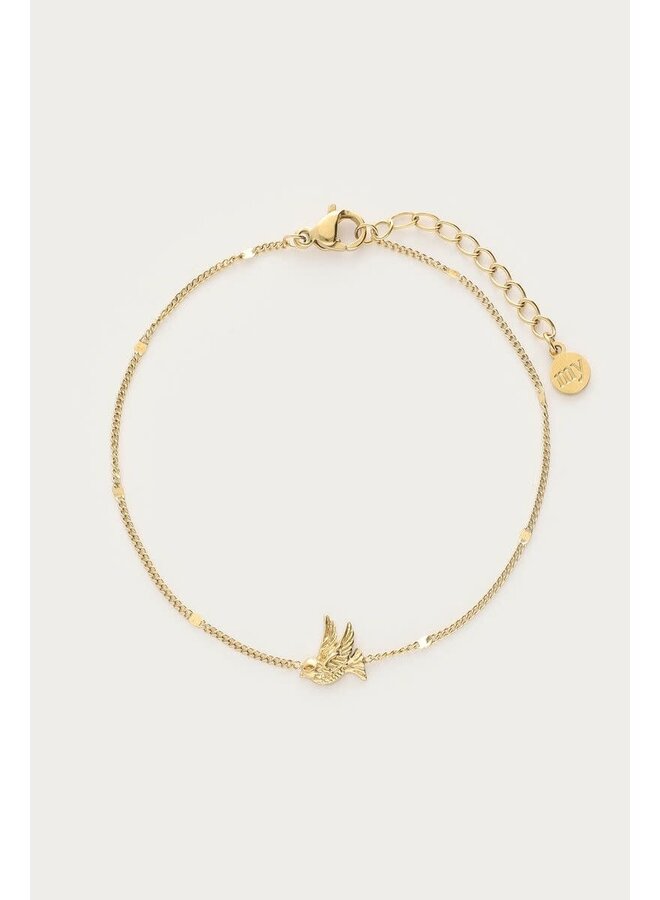 Botanical Minimalistische Armband met Vogel Goud