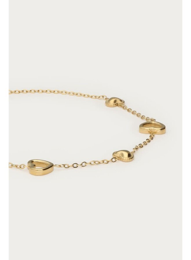 Botanical Armband met Open Hartjes Goud