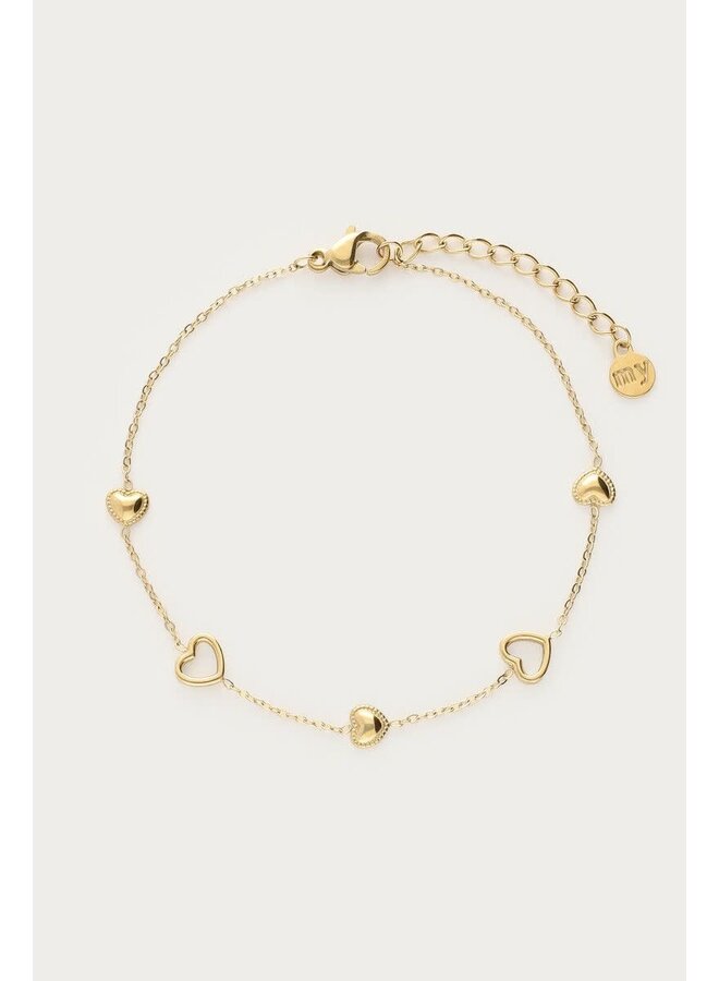 Botanical Armband met Open Hartjes Goud