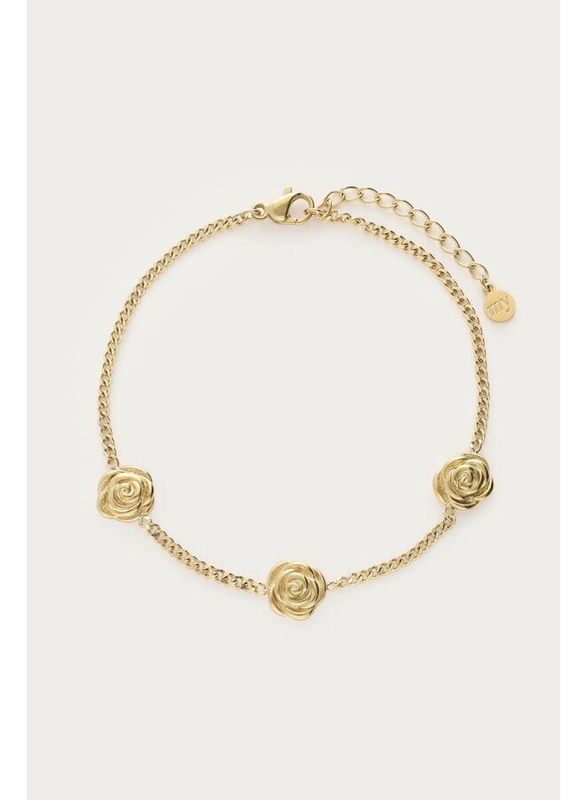 Botanical Armband met Drie Rozen Goud