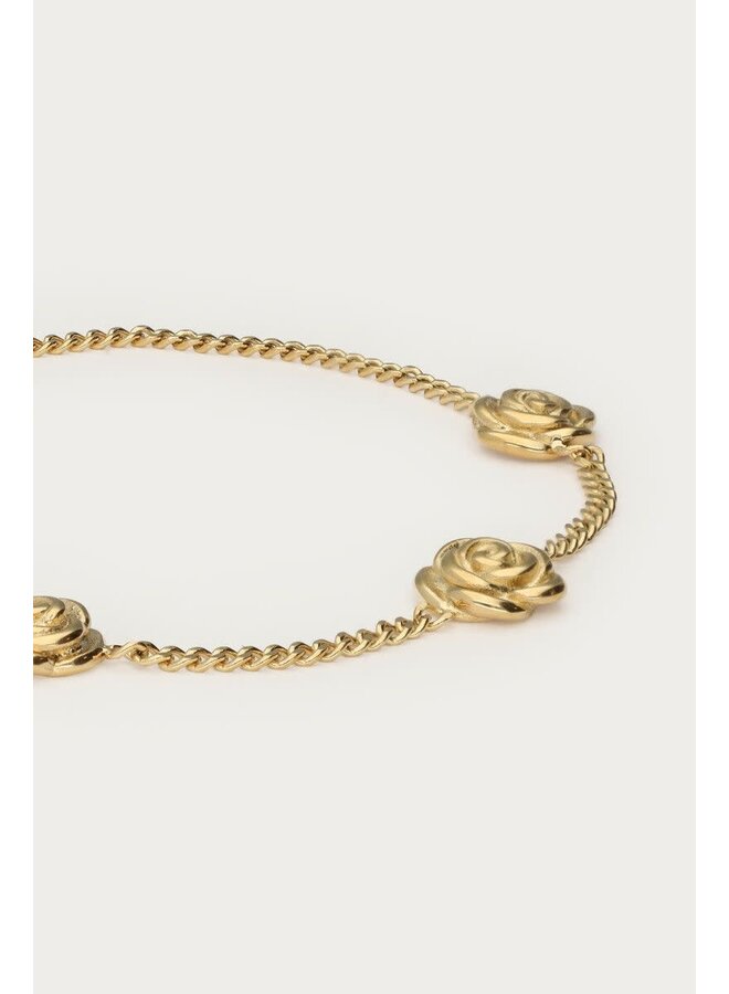 Botanical Armband met Drie Rozen Goud