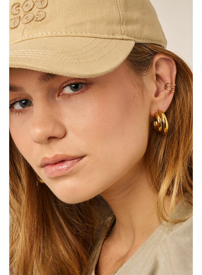 Ear Cuff met Gekruiste Ringen Goud