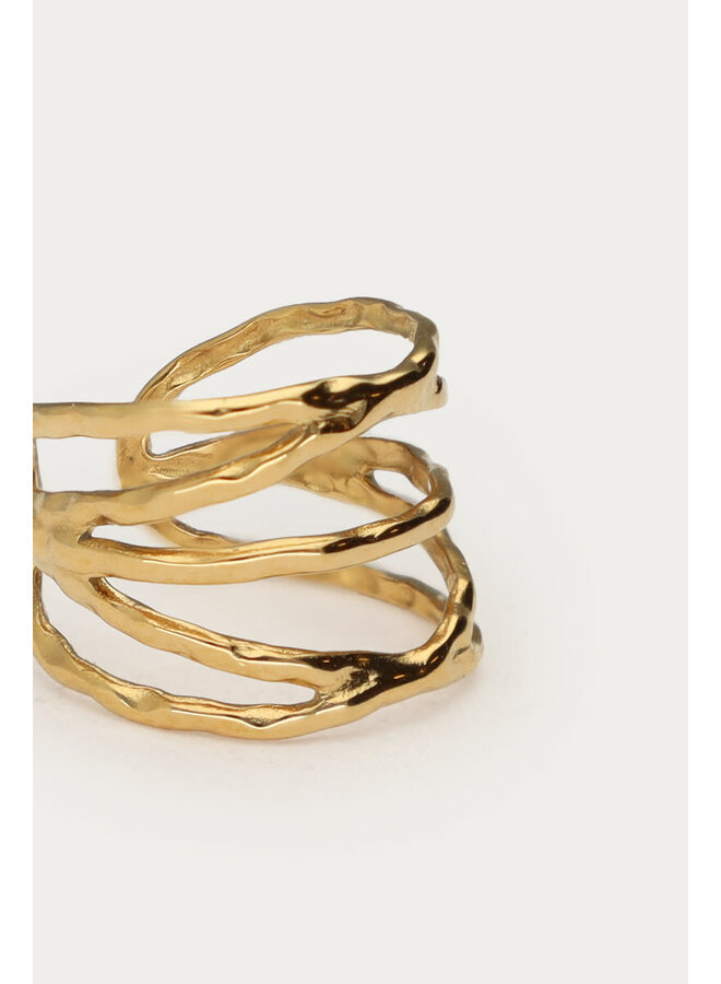 Ear Cuff met Gekruiste Ringen Goud