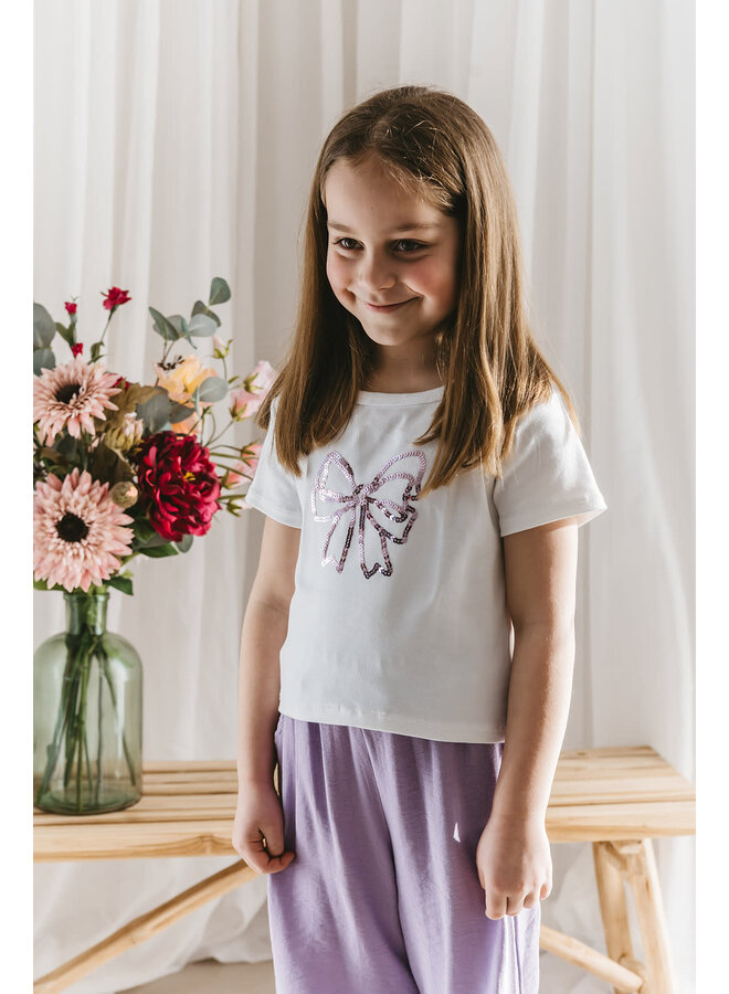 Hannah Bow T-Shirt Mini Purple