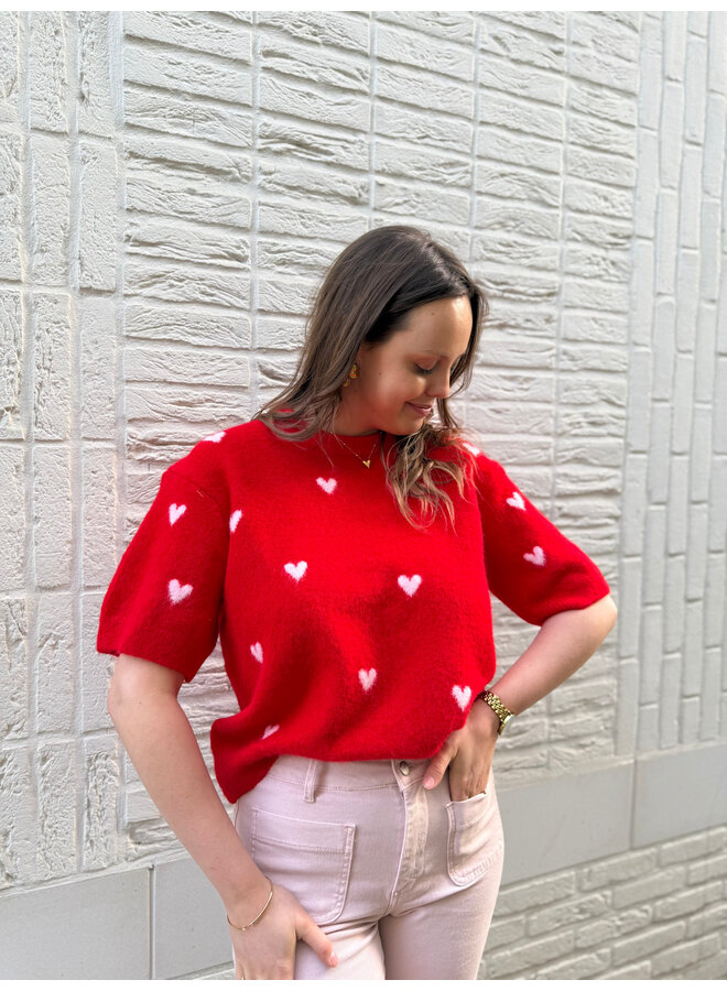 Poppy Heart Knit Red