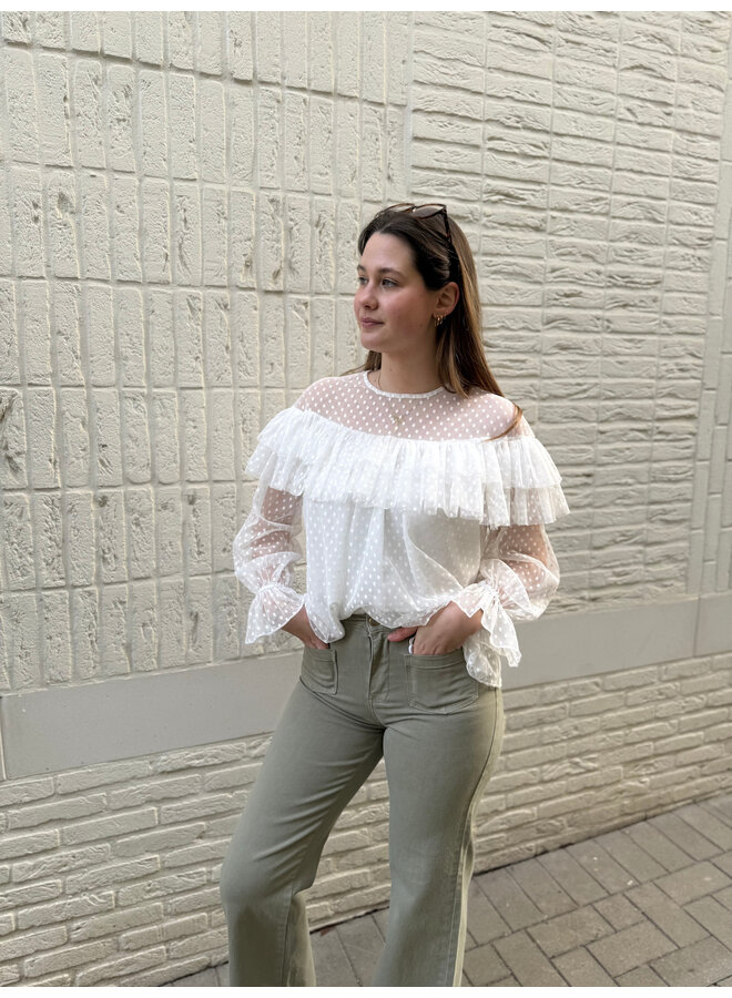 Victoria Dot Blouse White