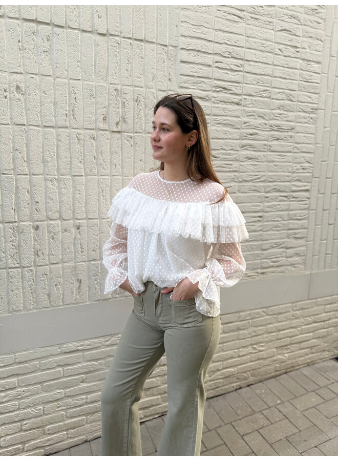 Victoria Dot Blouse White