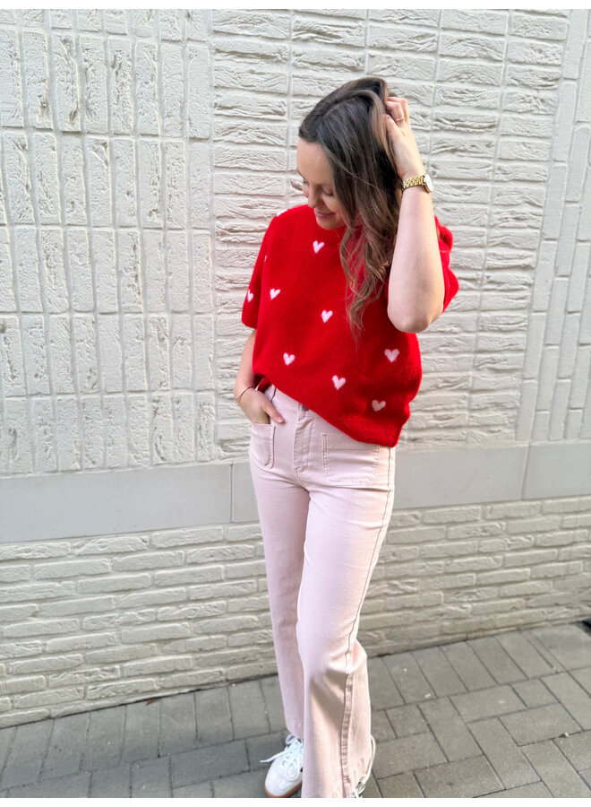 Elenette Petite Wide Flared Jeans Pink