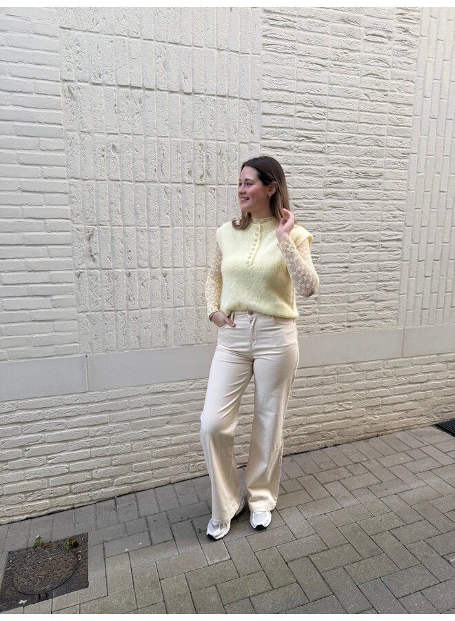 Gabriel Full Length Wide Jeans Natural Beige