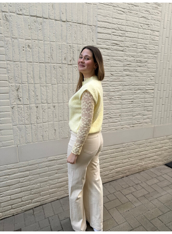 Gabriel Full Length Wide Jeans Natural Beige