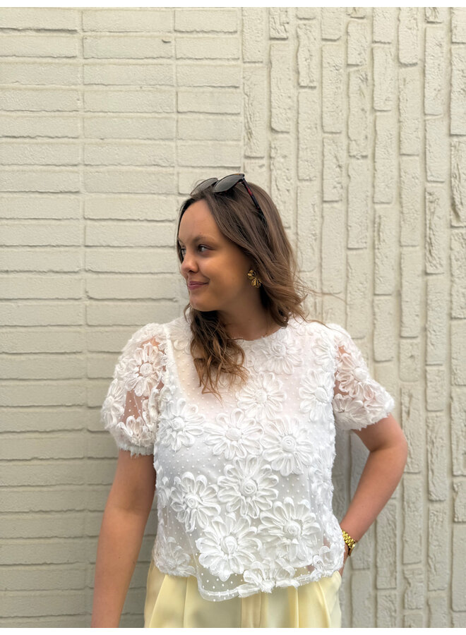 Iris Flower Top White