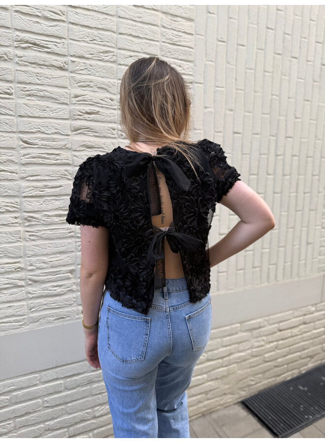 Iris Flower Top Black