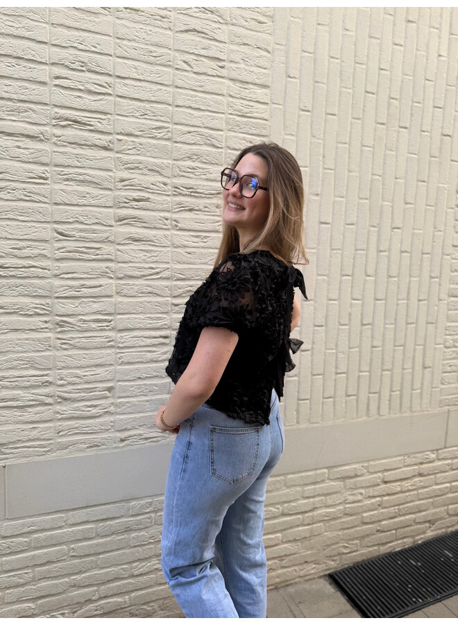 Iris Flower Top Black