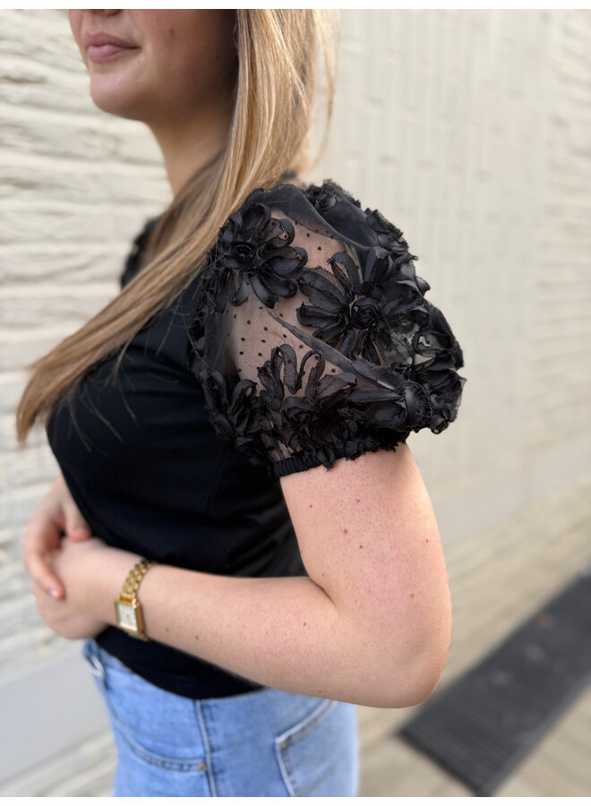 Iris Flower T-Shirt Black