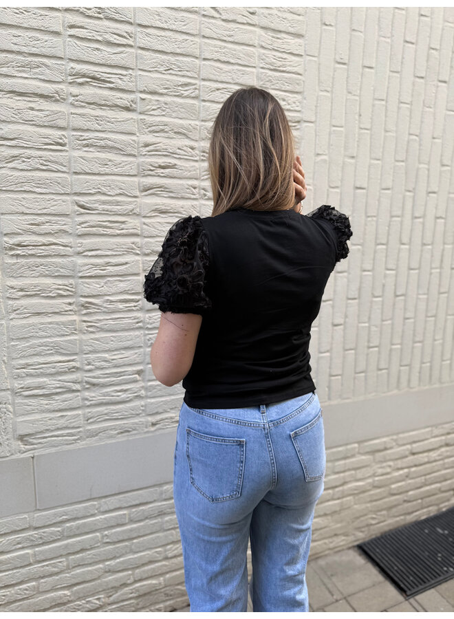 Iris Flower T-Shirt Black