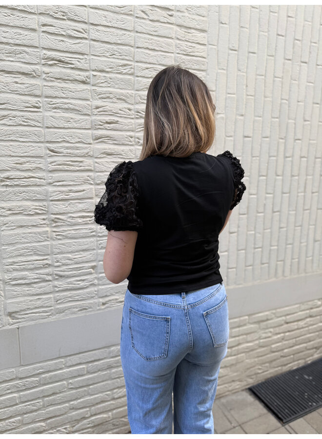 Iris Flower T-Shirt Black