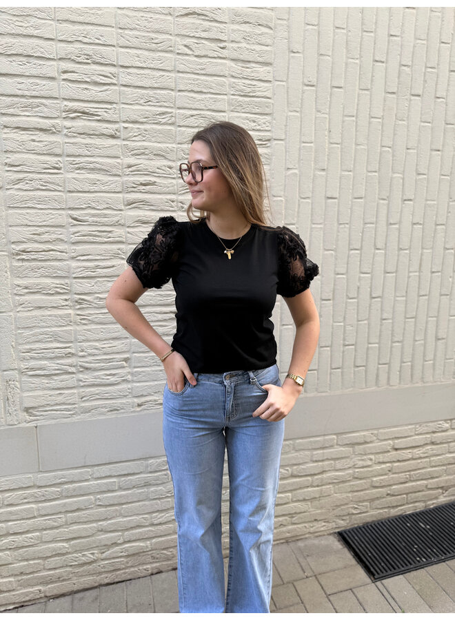 Iris Flower T-Shirt Black