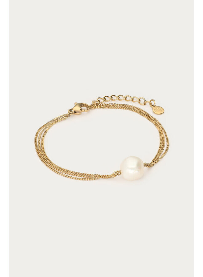 Bold Driedubbele Armband met Imitatieparel Goud