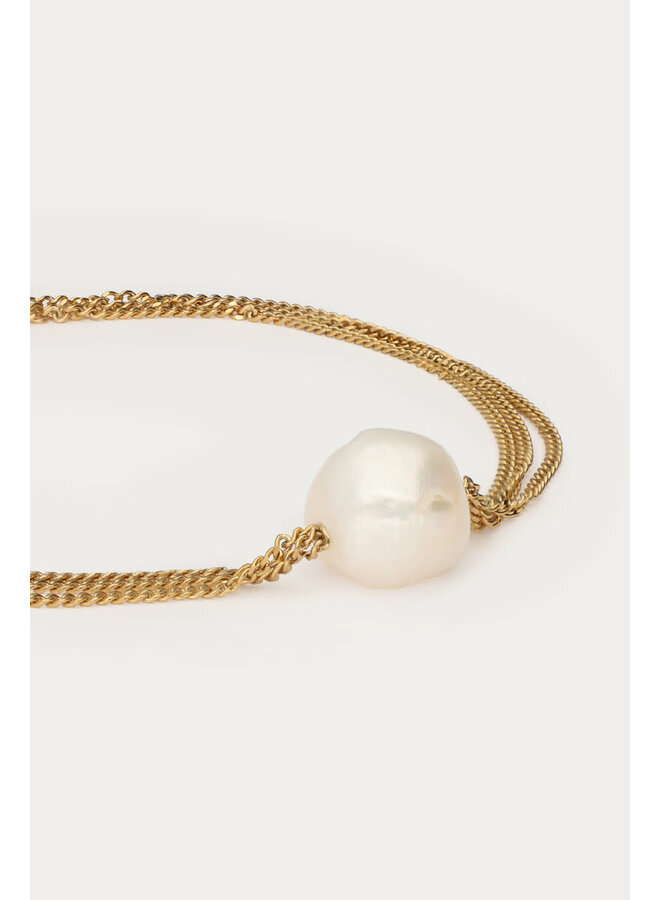 Bold Driedubbele Armband met Imitatieparel Goud
