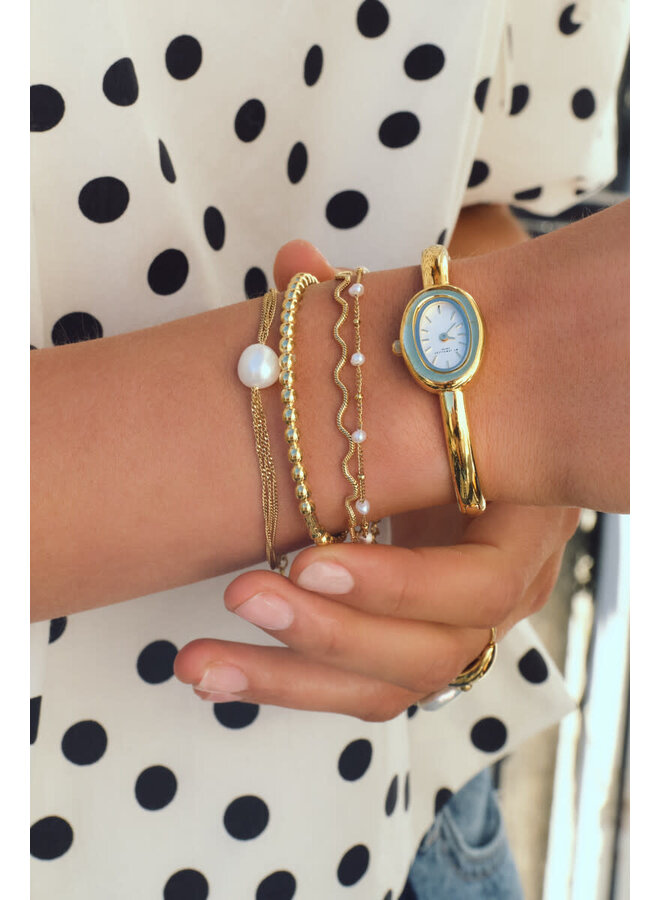 Bold Driedubbele Armband met Imitatieparel Goud