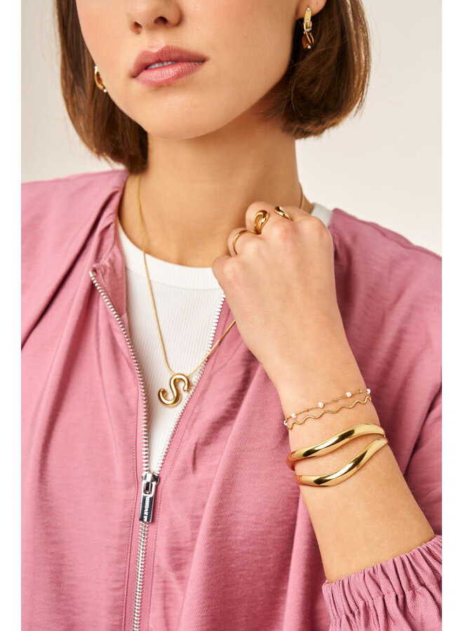 Bold Dubbele Armband met Imitatieparels Goud