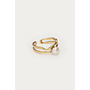 Bold Ring met Wave en Zoetwaterparel Goud