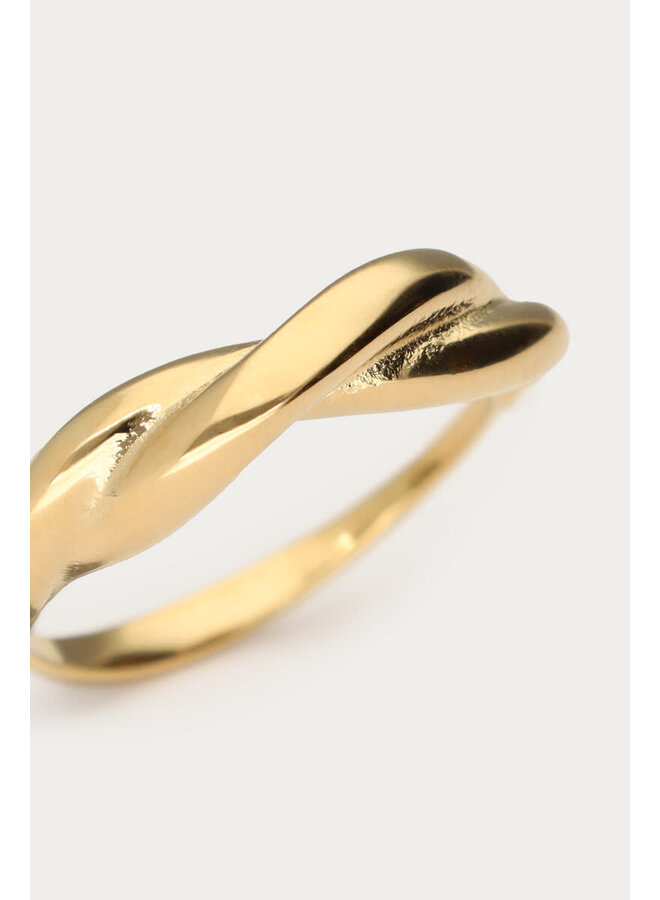 Bold Ring met Twist Goud