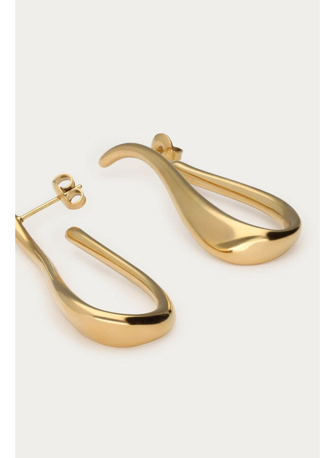 Bold Oorringen met Lange Swirl Goud
