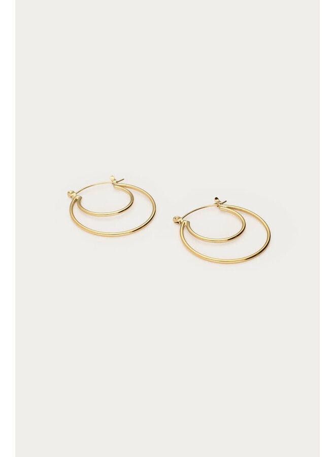 Bold Dubbele Oorringen Klein Goud