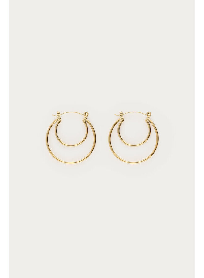 Bold Dubbele Oorringen Klein Goud