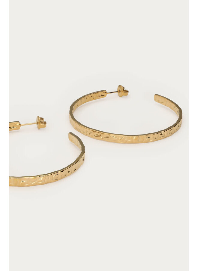 Bold Grote Oorringen 'Hammered' Goud