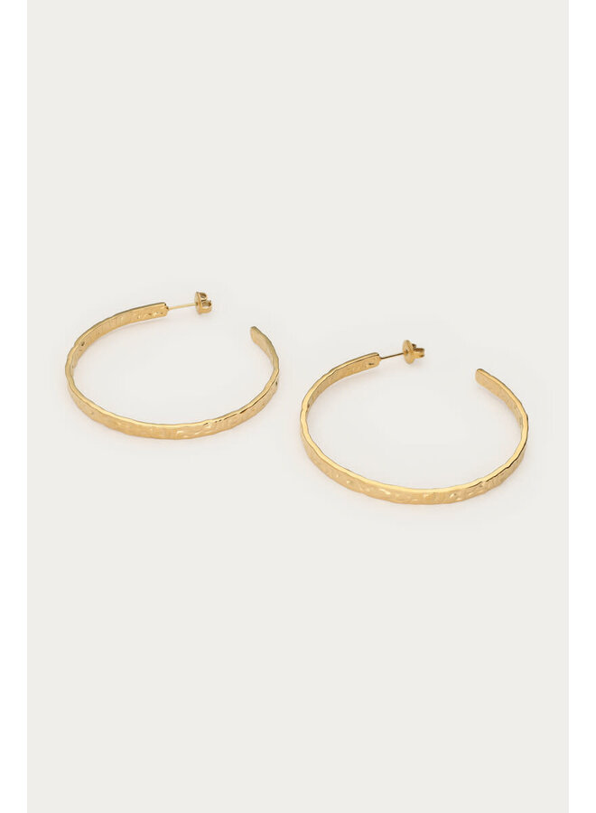Bold Grote Oorringen 'Hammered' Goud