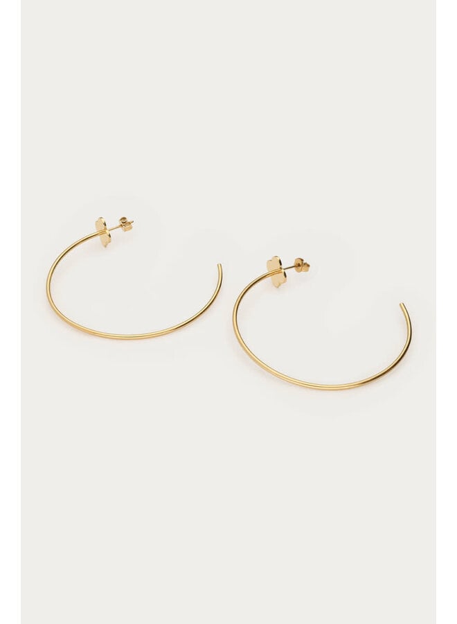 Bold Grote Oorringen met Klaver Goud