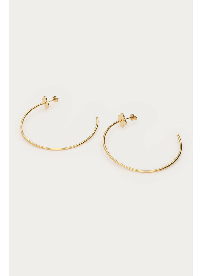 Bold Grote Oorringen met Klaver Goud