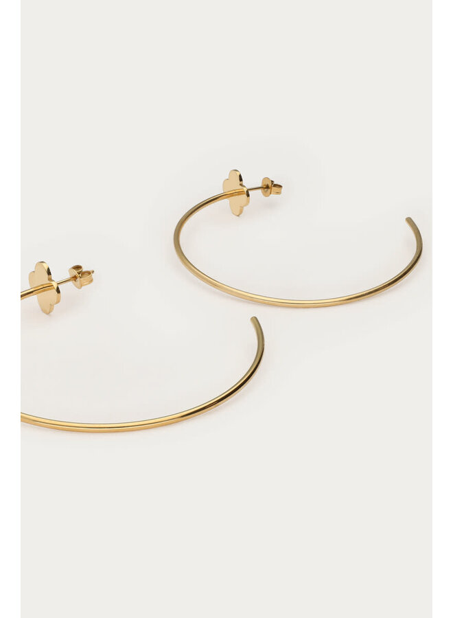 Bold Grote Oorringen met Klaver Goud