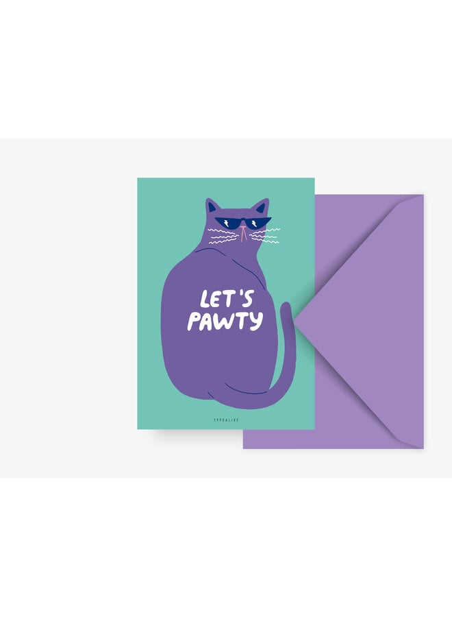 Wenskaart Let's Pawty
