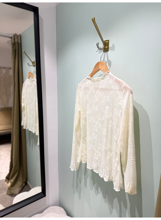 Winona Bow Lace Top Beige