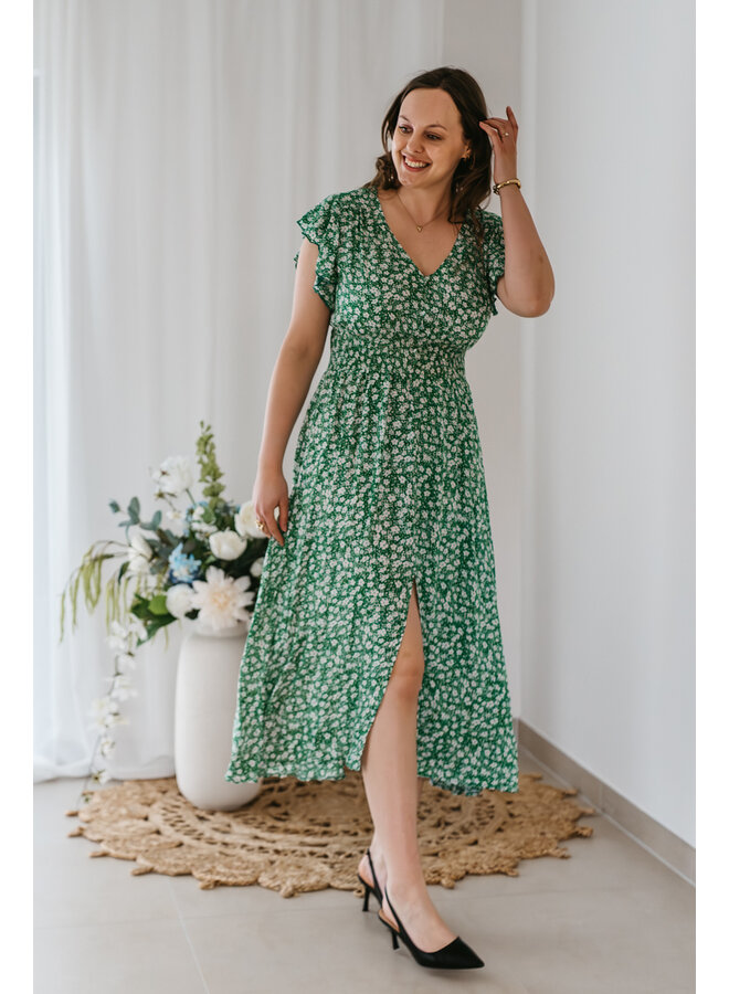 Sally Long Flower Dress Green