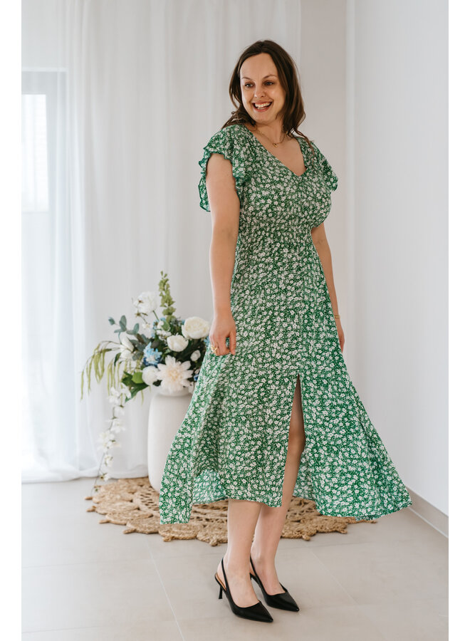 Sally Long Flower Dress Green