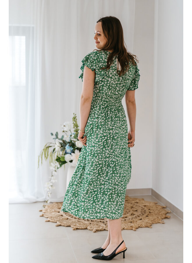 Sally Long Flower Dress Green